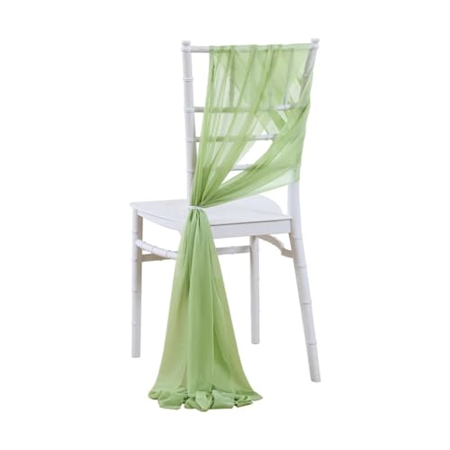 GHHZML Stuhl Deko Hochzeit Set mit 10 Chiffon-Stuhlschärpen, 30 x 300 cm, Hochzeitsstuhl-Dekoration for Party, Bankett, Veranstaltung, Zeremonie, Gang, Stühle, Dekorationen(Sage Green) von GHHZML