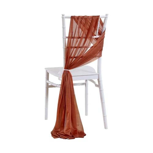 GHHZML Stuhl Deko Hochzeit Set mit 10 Chiffon-Stuhlschärpen, 30 x 300 cm, Hochzeitsstuhl-Dekoration for Party, Bankett, Veranstaltung, Zeremonie, Gang, Stühle, Dekorationen(Terracotta) von GHHZML