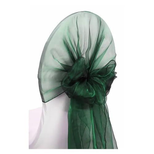 GHHZML Stuhl Deko Hochzeit Stuhlschärpen, Hochzeitsstuhlband, Haube, Schleife, Stuhlschärpe, Tüll, Stoff, Dekoration, Partyzubehör(Dark Green) von GHHZML