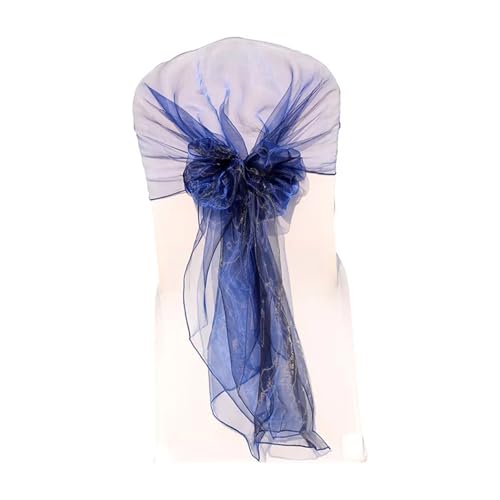 GHHZML Stuhl Deko Hochzeit Stuhlschärpen, Hochzeitsstuhlband, Haube, Schleife, Stuhlschärpe, Tüll, Stoff, Dekoration, Partyzubehör(Deep Blue) von GHHZML