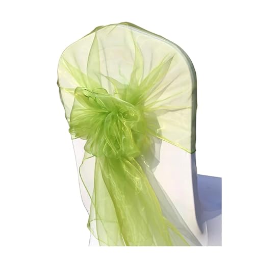 GHHZML Stuhl Deko Hochzeit Stuhlschärpen, Hochzeitsstuhlband, Haube, Schleife, Stuhlschärpe, Tüll, Stoff, Dekoration, Partyzubehör(Grass Green) von GHHZML