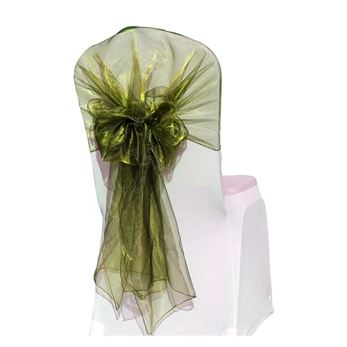 GHHZML Stuhl Deko Hochzeit Stuhlschärpen, Hochzeitsstuhlband, Haube, Schleife, Stuhlschärpe, Tüll, Stoff, Dekoration, Partyzubehör(Green 04) von GHHZML