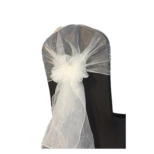 GHHZML Stuhl Deko Hochzeit Stuhlschärpen, Hochzeitsstuhlband, Haube, Schleife, Stuhlschärpe, Tüll, Stoff, Dekoration, Partyzubehör(Ivory) von GHHZML