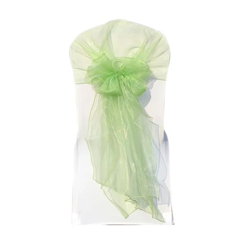 GHHZML Stuhl Deko Hochzeit Stuhlschärpen, Hochzeitsstuhlband, Haube, Schleife, Stuhlschärpe, Tüll, Stoff, Dekoration, Partyzubehör(Light Green) von GHHZML