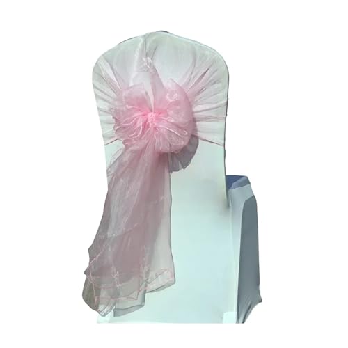 GHHZML Stuhl Deko Hochzeit Stuhlschärpen, Hochzeitsstuhlband, Haube, Schleife, Stuhlschärpe, Tüll, Stoff, Dekoration, Partyzubehör(Light pink) von GHHZML