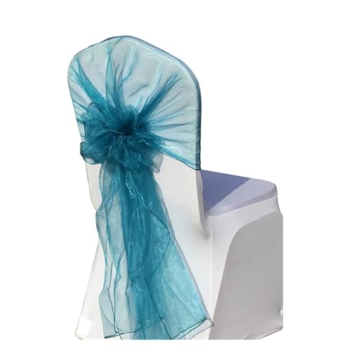 GHHZML Stuhl Deko Hochzeit Stuhlschärpen, Hochzeitsstuhlband, Haube, Schleife, Stuhlschärpe, Tüll, Stoff, Dekoration, Partyzubehör(Teal Blue) von GHHZML