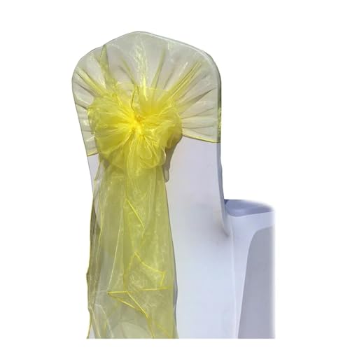 GHHZML Stuhl Deko Hochzeit Stuhlschärpen, Hochzeitsstuhlband, Haube, Schleife, Stuhlschärpe, Tüll, Stoff, Dekoration, Partyzubehör(Yellow) von GHHZML