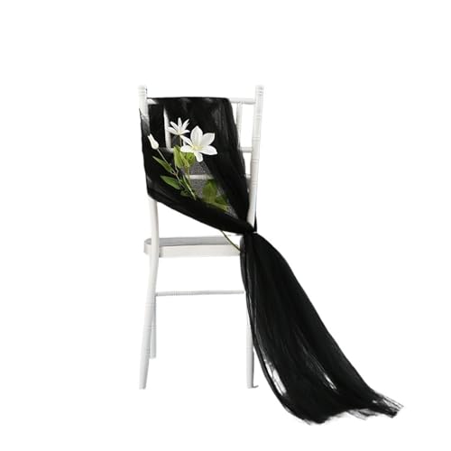 GHHZML Stuhl Deko Hochzeit Stuhlschärpen for Hochzeit, Hotel-Party-Stuhl-Streamer, Hochzeitsbogen-Drapierungsstoff, Stuhl-Dekor-Schärpen, 10 Stück(Black) von GHHZML