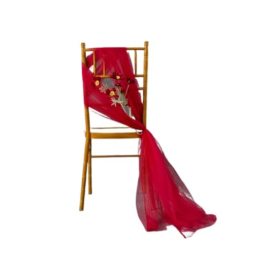 GHHZML Stuhl Deko Hochzeit Stuhlschärpen for Hochzeit, Hotel-Party-Stuhl-Streamer, Hochzeitsbogen-Drapierungsstoff, Stuhl-Dekor-Schärpen, 10 Stück(Red) von GHHZML