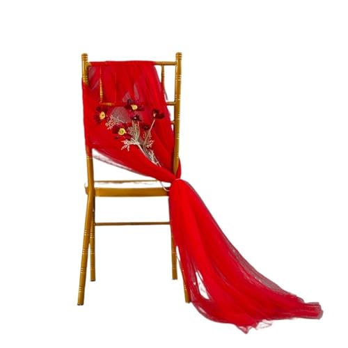 GHHZML Stuhl Deko Hochzeit Stuhlschärpen for Hochzeit, Hotel-Party-Stuhl-Streamer, Hochzeitsbogen-Drapierungsstoff, Stuhl-Dekor-Schärpen, 10 Stück(Red2) von GHHZML