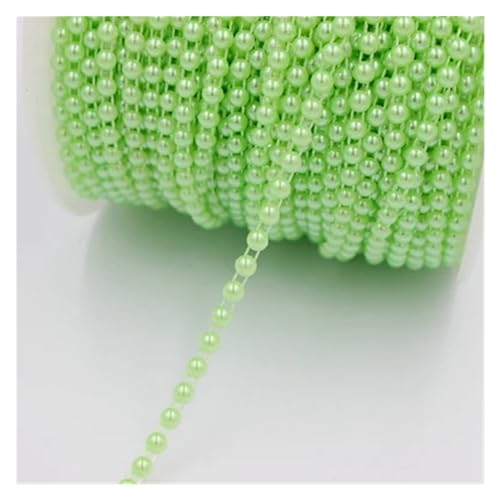 Künstliche Perlen Perlenschnur 4 mm weiß/rosa Farbe 5 m/Los halbrunde Flatback-Imitation ABS-Perlenkette for DIY-Dekoration (Color : Green) von GHHZML