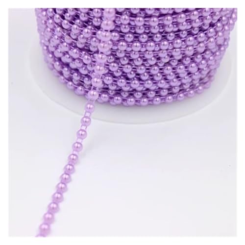 Künstliche Perlen Perlenschnur 4 mm weiß/rosa Farbe 5 m/Los halbrunde Flatback-Imitation ABS-Perlenkette for DIY-Dekoration (Color : Purple) von GHHZML
