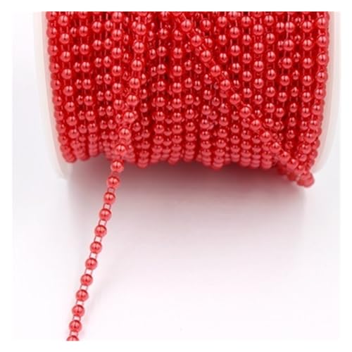 Künstliche Perlen Perlenschnur 4 mm weiß/rosa Farbe 5 m/Los halbrunde Flatback-Imitation ABS-Perlenkette for DIY-Dekoration (Color : Red) von GHHZML
