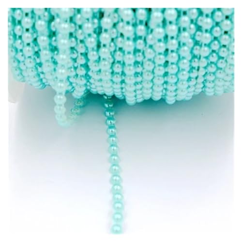 Künstliche Perlen Perlenschnur 4 mm weiß/rosa Farbe 5 m/Los halbrunde Flatback-Imitation ABS-Perlenkette for DIY-Dekoration (Color : Sky blue) von GHHZML
