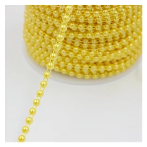 Künstliche Perlen Perlenschnur 4 mm weiß/rosa Farbe 5 m/Los halbrunde Flatback-Imitation ABS-Perlenkette for DIY-Dekoration (Color : Yellow) von GHHZML