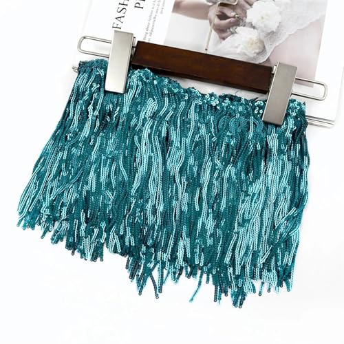Quastenborte 1/2/3/5Yards 17cm Laser Pailletten Quaste Spitze Trim Glitter Fringe Band for Show Kleidung kleid Handwerk Nähen Zubehör(Color-13,5Yards) von GHHZML