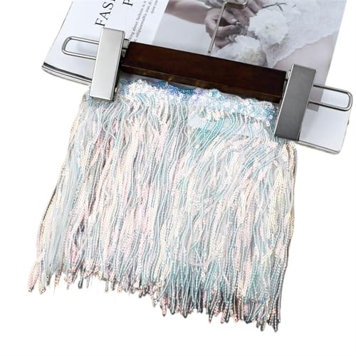 Quastenborte 1/2/3/5Yards 17cm Laser Pailletten Quaste Spitze Trim Glitter Fringe Band for Show Kleidung kleid Handwerk Nähen Zubehör(Color-14,1Yard) von GHHZML