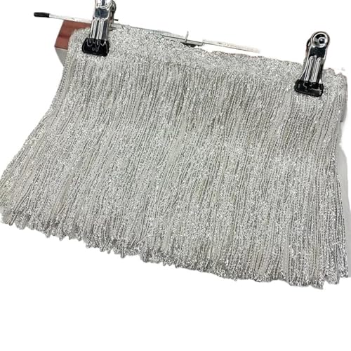 Quastenborte 1/2/3/5Yards 17cm Laser Pailletten Quaste Spitze Trim Glitter Fringe Band for Show Kleidung kleid Handwerk Nähen Zubehör(Color-15,3Yards) von GHHZML