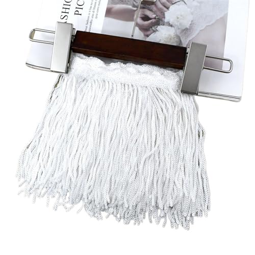 Quastenborte 1/2/3/5Yards 17cm Laser Pailletten Quaste Spitze Trim Glitter Fringe Band for Show Kleidung kleid Handwerk Nähen Zubehör(MilkyWhite,1Yard) von GHHZML