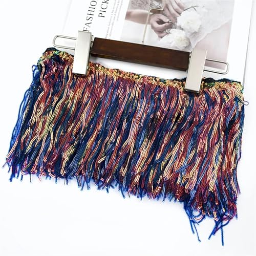 Quastenborte 1/2/3/5Yards 17cm Laser Pailletten Quaste Spitze Trim Glitter Fringe Band for Show Kleidung kleid Handwerk Nähen Zubehör(SunSet,5Yards) von GHHZML