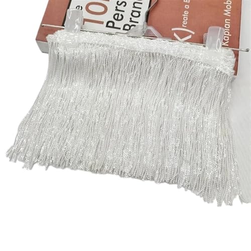 Quastenborte 1/2/3/5Yards 17cm Laser Pailletten Quaste Spitze Trim Glitter Fringe Band for Show Kleidung kleid Handwerk Nähen Zubehör(TransparentWhite,2Yards) von GHHZML