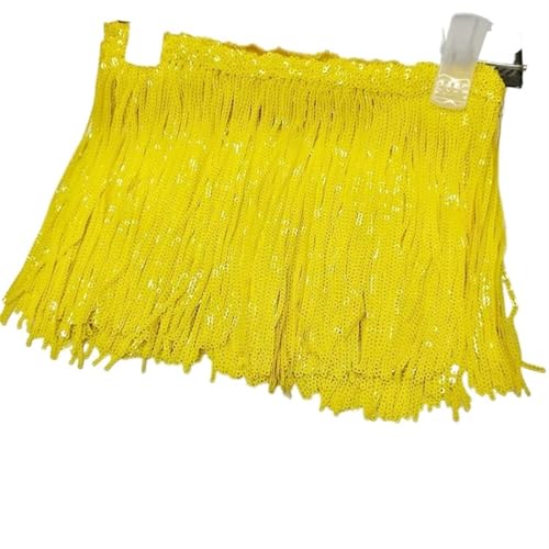 Quastenborte 1/2/3/5Yards 17cm Laser Pailletten Quaste Spitze Trim Glitter Fringe Band for Show Kleidung kleid Handwerk Nähen Zubehör(Yellow,2Yards) von GHHZML