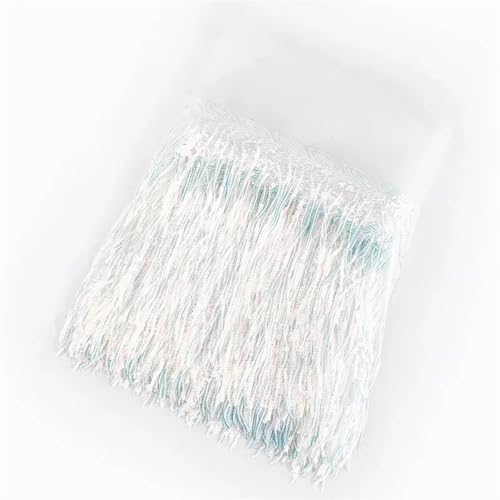 Quastenborte 1–10 Yards Meetee 18 cm Pailletten-Fransenbesatz, Quaste, glitzernde Spitzenfransen for Tanzkleidung, Kleider, dekoratives DIY-Nähzubehör(20WhiteColored,1Yard) von GHHZML