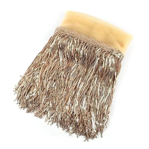 Quastenborte 1–10 Yards Meetee 18 cm Pailletten-Fransenbesatz, Quaste, glitzernde Spitzenfransen for Tanzkleidung, Kleider, dekoratives DIY-Nähzubehör(2LightGold,10Yards) von GHHZML