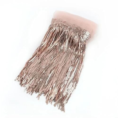 Quastenborte 1–10 Yards Meetee 18 cm Pailletten-Fransenbesatz, Quaste, glitzernde Spitzenfransen for Tanzkleidung, Kleider, dekoratives DIY-Nähzubehör(3RoseGold,3Yards) von GHHZML
