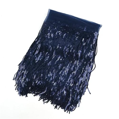 Quastenborte 1–10 Yards Meetee 18 cm Pailletten-Fransenbesatz, Quaste, glitzernde Spitzenfransen for Tanzkleidung, Kleider, dekoratives DIY-Nähzubehör(9NavyBlue,3Yards) von GHHZML