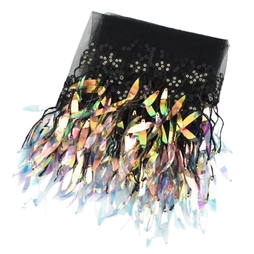 Quastenborte 1-5Yards 15cm Meetee Nähen Fransenquasten Dekorative Verzierungen Netzfransen for Kleidung Tanzquaste Spitzenband Zubehör(Black,4Yards) von GHHZML