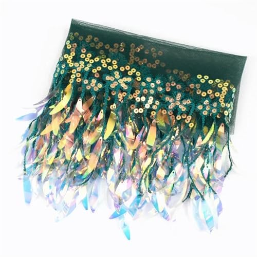 Quastenborte 1-5Yards 15cm Meetee Nähen Fransenquasten Dekorative Verzierungen Netzfransen for Kleidung Tanzquaste Spitzenband Zubehör(Green,4Yards) von GHHZML