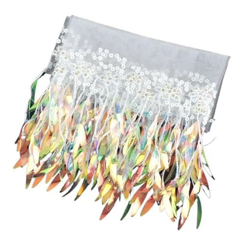 Quastenborte 1-5Yards 15cm Meetee Nähen Fransenquasten Dekorative Verzierungen Netzfransen for Kleidung Tanzquaste Spitzenband Zubehör(White,5Yards) von GHHZML