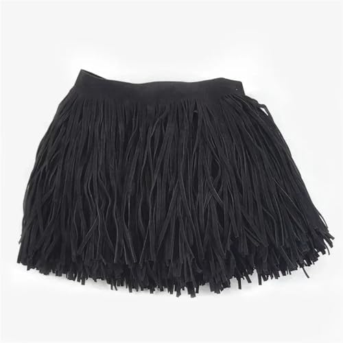 Quastenborte 1 Meter Deepeel 10–30 cm Wildleder-Quasten, Fransenbesatz, farbiges Spitzenband, Tasche, Kleidung, Rock, Dekoration, DIY, Nähen, Bastelzubehör(Black13,30cm) von GHHZML