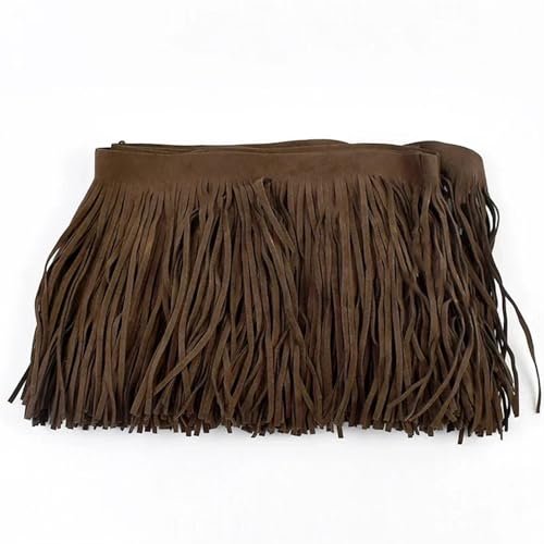 Quastenborte 1 Meter Deepeel 10–30 cm Wildleder-Quasten, Fransenbesatz, farbiges Spitzenband, Tasche, Kleidung, Rock, Dekoration, DIY, Nähen, Bastelzubehör(DarkBrown70,10cm) von GHHZML
