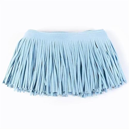 Quastenborte 1 Meter Deepeel 10–30 cm Wildleder-Quasten, Fransenbesatz, farbiges Spitzenband, Tasche, Kleidung, Rock, Dekoration, DIY, Nähen, Bastelzubehör(LightBlue81,30cm) von GHHZML