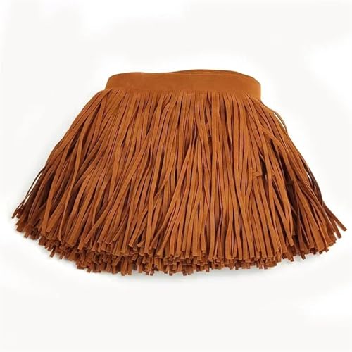 Quastenborte 1 Meter Deepeel 10–30 cm Wildleder-Quasten, Fransenbesatz, farbiges Spitzenband, Tasche, Kleidung, Rock, Dekoration, DIY, Nähen, Bastelzubehör(LightBrown1,25cm) von GHHZML