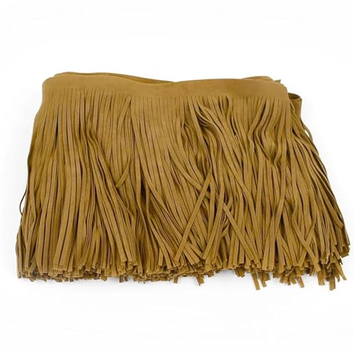 Quastenborte 1 Meter Deepeel 10–30 cm Wildleder-Quasten, Fransenbesatz, farbiges Spitzenband, Tasche, Kleidung, Rock, Dekoration, DIY, Nähen, Bastelzubehör(LightCamel8,25cm) von GHHZML