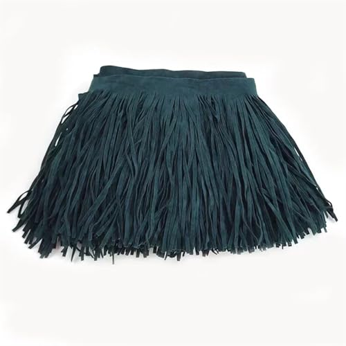 Quastenborte 1 Meter Deepeel 10–30 cm Wildleder-Quasten, Fransenbesatz, farbiges Spitzenband, Tasche, Kleidung, Rock, Dekoration, DIY, Nähen, Bastelzubehör(NavyGreen80,25cm) von GHHZML
