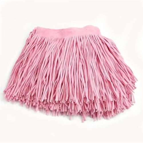 Quastenborte 1 Meter Deepeel 10–30 cm Wildleder-Quasten, Fransenbesatz, farbiges Spitzenband, Tasche, Kleidung, Rock, Dekoration, DIY, Nähen, Bastelzubehör(Pink65,20cm) von GHHZML