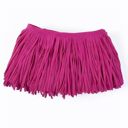 Quastenborte 1 Meter Deepeel 10–30 cm Wildleder-Quasten, Fransenbesatz, farbiges Spitzenband, Tasche, Kleidung, Rock, Dekoration, DIY, Nähen, Bastelzubehör(RoseRed63,30cm) von GHHZML