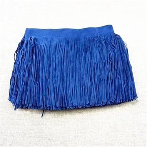 Quastenborte 1 Meter Deepeel 10–30 cm Wildleder-Quasten, Fransenbesatz, farbiges Spitzenband, Tasche, Kleidung, Rock, Dekoration, DIY, Nähen, Bastelzubehör(RoyalBlue4,20cm) von GHHZML