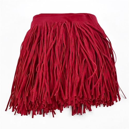 Quastenborte 1 Meter Deepeel 10–30 cm Wildleder-Quasten, Fransenbesatz, farbiges Spitzenband, Tasche, Kleidung, Rock, Dekoration, DIY, Nähen, Bastelzubehör(WatermelonRed37,25cm) von GHHZML