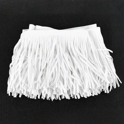 Quastenborte 1 Meter Deepeel 10–30 cm Wildleder-Quasten, Fransenbesatz, farbiges Spitzenband, Tasche, Kleidung, Rock, Dekoration, DIY, Nähen, Bastelzubehör(White71,30cm) von GHHZML