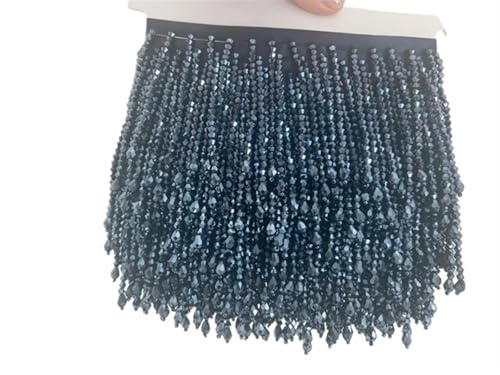 Quastenborte 1 Yard 3,9 Zoll Kristallperlen-Fransenbesatz for Couture-Tanzkostüme, glitzernde Tan-Braun-Kristallquaste for lateinamerikanische Kleidung, Tanzkleidung(Deep blue,5 yards) von GHHZML