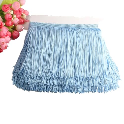 Quastenborte 1 Yard Spitzenfransenbesatz, 15 cm breit, Quastenfransenbesatz for DIY-Latin-Kleid, Bühnenkleidung, Zubehör, Spitzenband(Light blue) von GHHZML