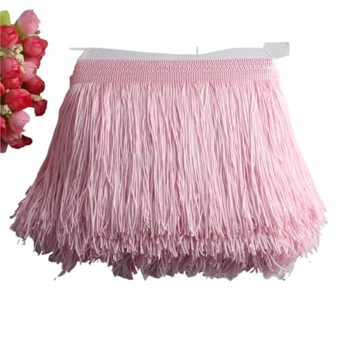 Quastenborte 1 Yard Spitzenfransenbesatz, 15 cm breit, Quastenfransenbesatz for DIY-Latin-Kleid, Bühnenkleidung, Zubehör, Spitzenband(Light pink) von GHHZML