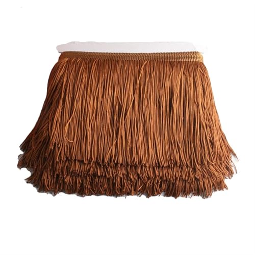 Quastenborte 1 Yard Spitzenfransenbesatz, 15 cm breit, Quastenfransenbesatz for DIY-Latin-Kleid, Bühnenkleidung, Zubehör, Spitzenband(Local coffee) von GHHZML