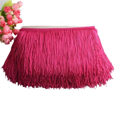 Quastenborte 1 Yard Spitzenfransenbesatz, 15 cm breit, Quastenfransenbesatz for DIY-Latin-Kleid, Bühnenkleidung, Zubehör, Spitzenband(Rose) von GHHZML