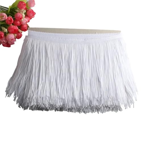 Quastenborte 1 Yard Spitzenfransenbesatz, 15 cm breit, Quastenfransenbesatz for DIY-Latin-Kleid, Bühnenkleidung, Zubehör, Spitzenband(White) von GHHZML